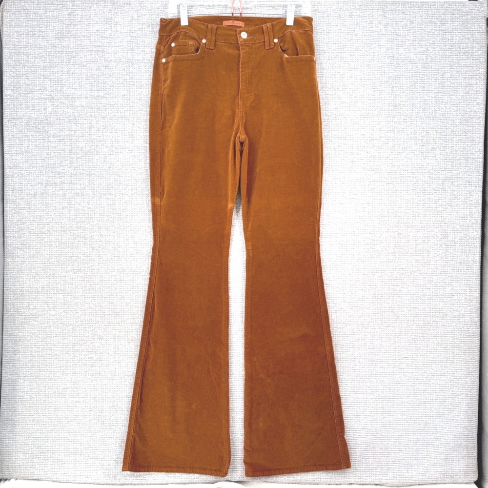 7 For All Mankind Corduroy Flare Pants Womens 31 Brown Boho Retro